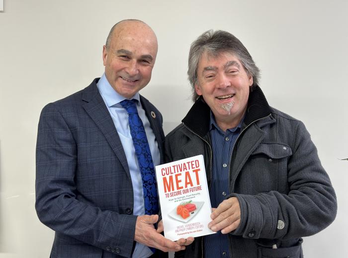 Michel Vandenbosch and Philip Lymbery, co-writers of "Cultivated Meat to Secure Our Future: Hope for Animals, Food Security and the Environment"